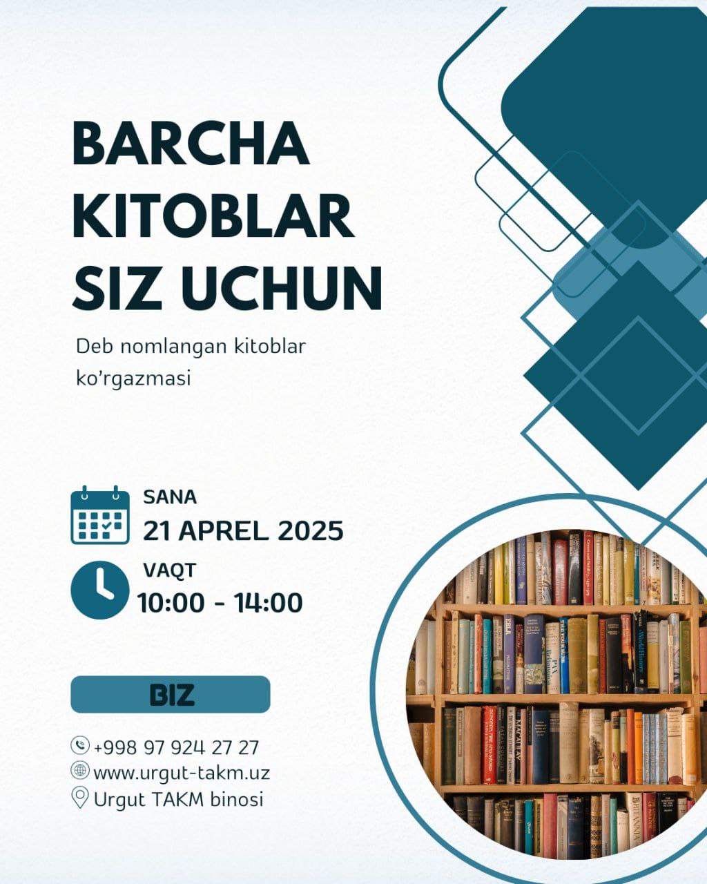"Kitobxonlik haftaligi" doirasida tadbirlar anonsi