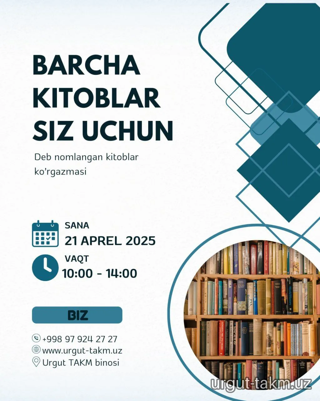 "Kitobxonlik haftaligi" doirasida tadbirlar anonsi