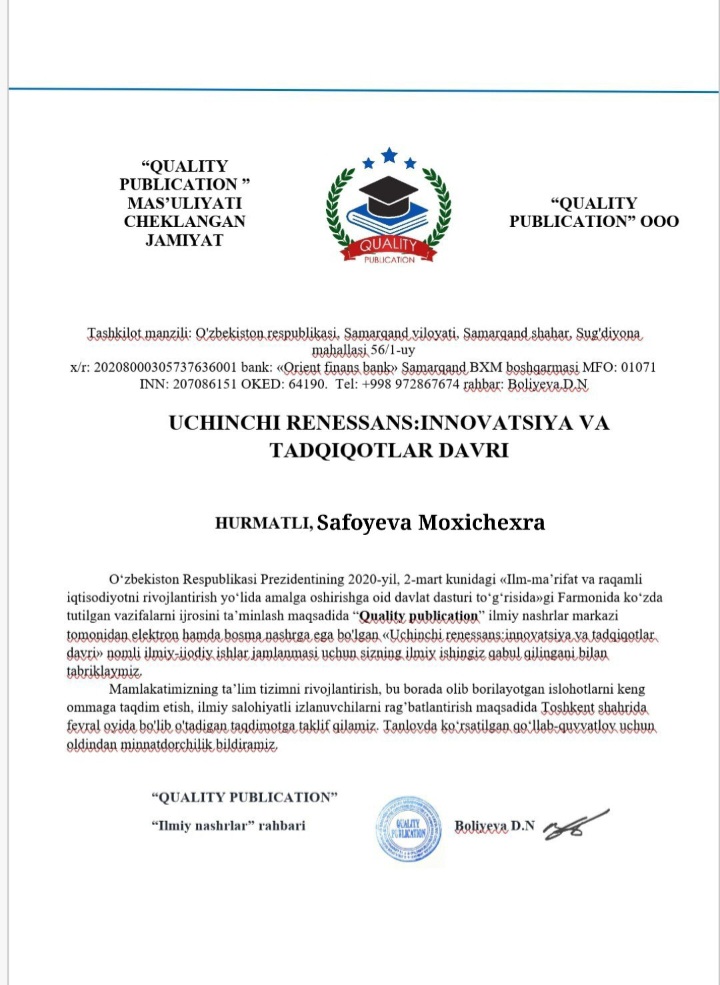 Safoyeva Mohichehraning "Kitob bizga nima beradi?" nomli maqolasi