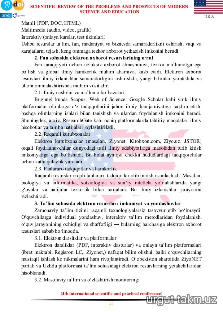 Safoyeva Mohichexraning maqolasi xalqaro jurnalda