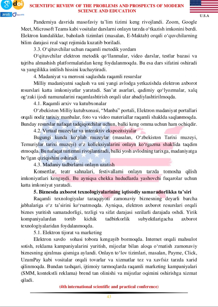 Safoyeva Mohichexraning maqolasi xalqaro jurnalda