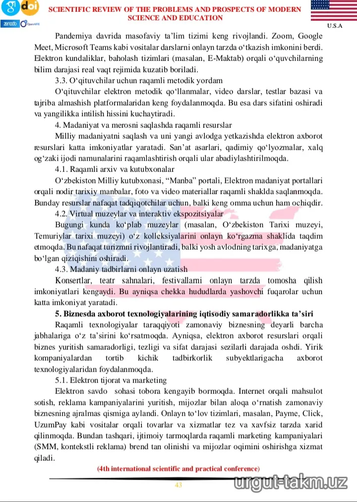 Safoyeva Mohichexraning maqolasi xalqaro jurnalda