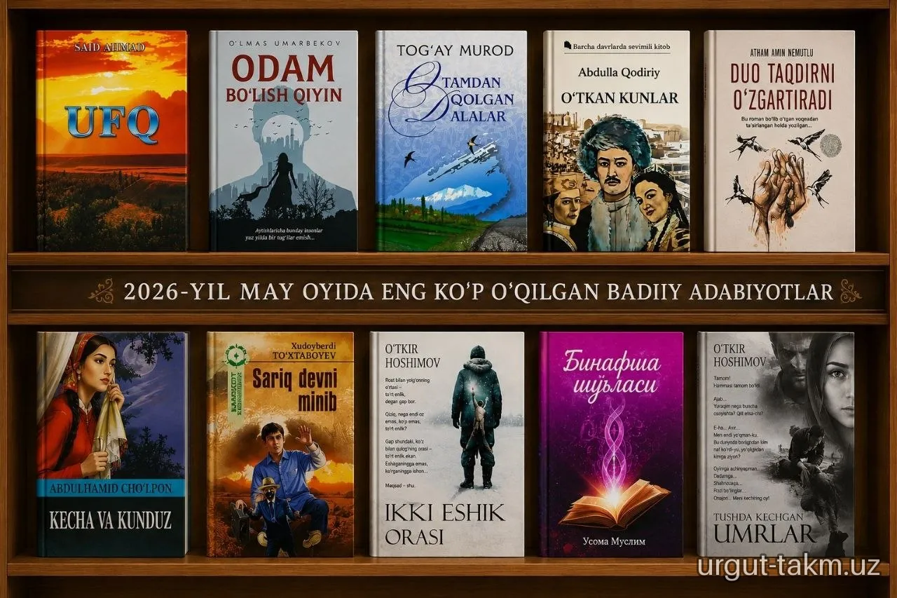 2026-yil may oyida kitobxonlar orasida eng ko‘p foydalanilgan adabiyotlar TOP–10 taligi